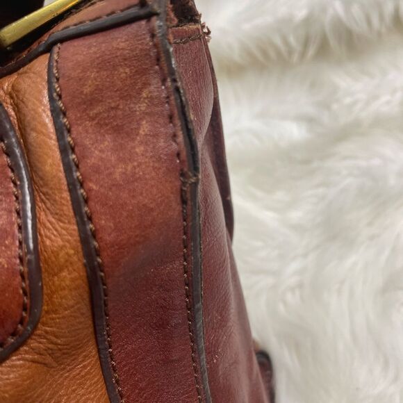 Fossil Reissue Satchel Handbag Vintage  Leather tan&brown antique tone Hardwares - Picture 15 of 16